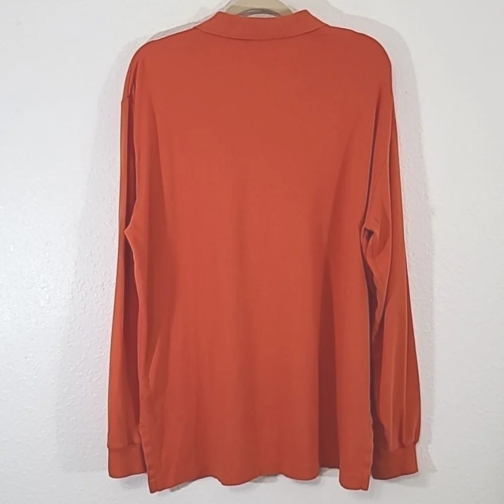 POLO by RALPH LAUREN Men's Orange Long-Sleeve Polo Shirt w/Iconic Logo, size L.